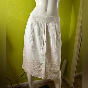 NWT Talbots White/Cream Midi Skirt with Grass Design